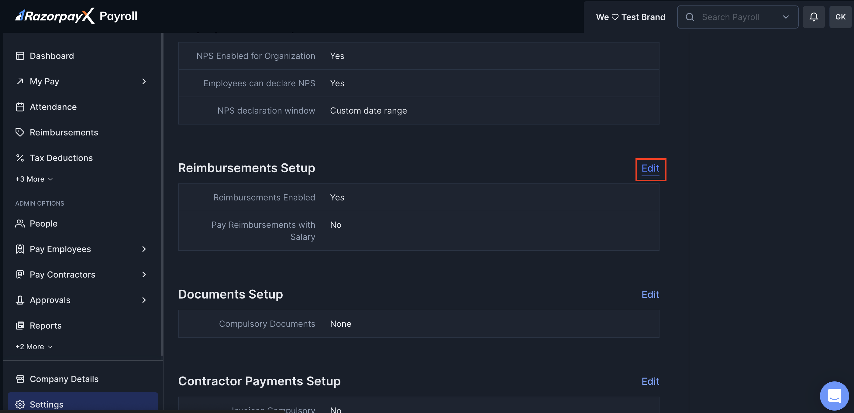 Set-up Instant Reimbursements on Payroll Dashboard