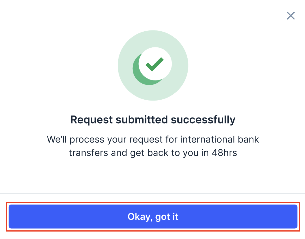 Request submitted successfully