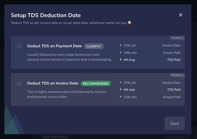 Select TDS deduction date