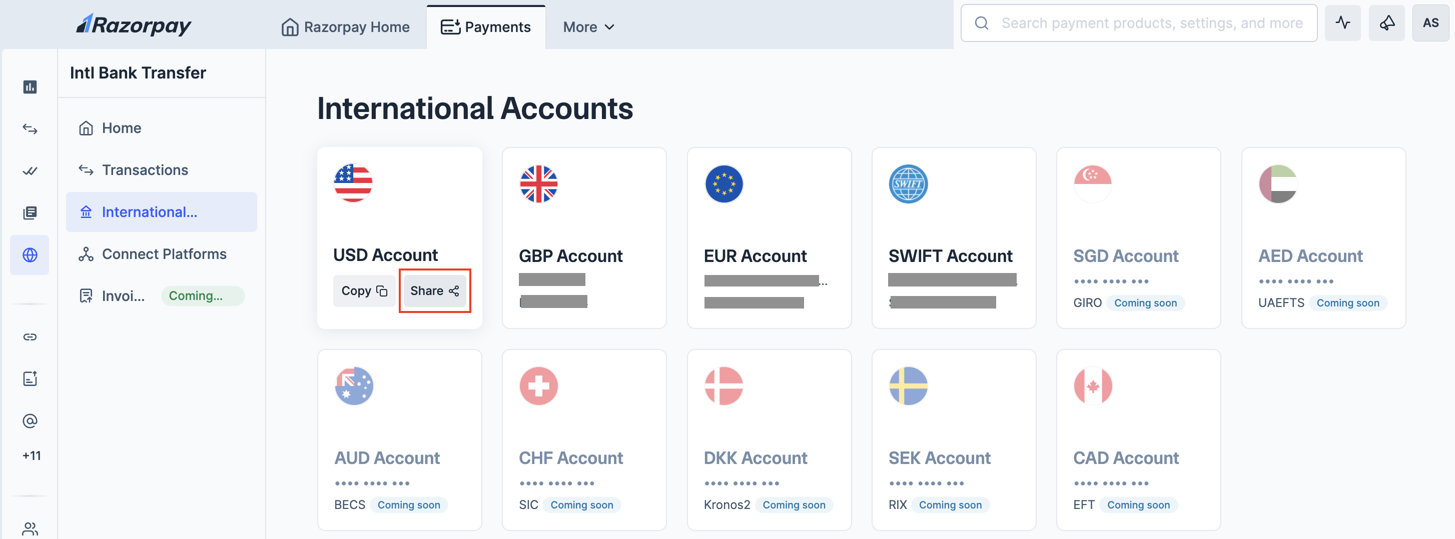 Share Account details