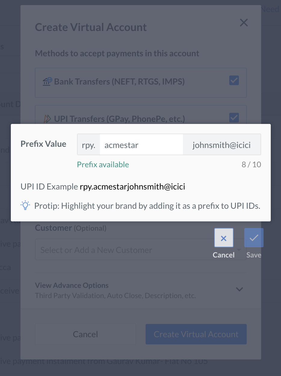 Create Virtual Accounts | Razorpay Docs