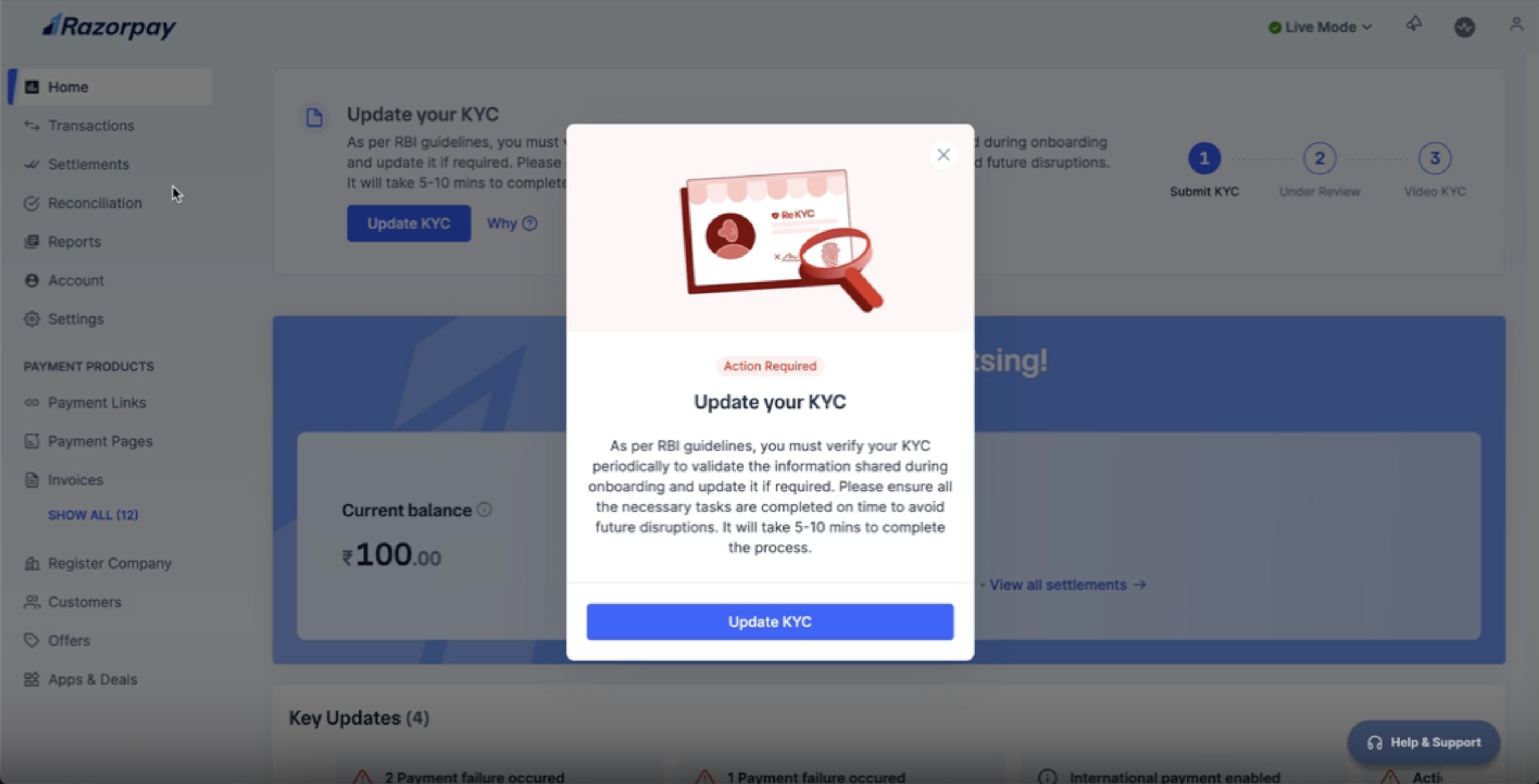 update re-kyc banner