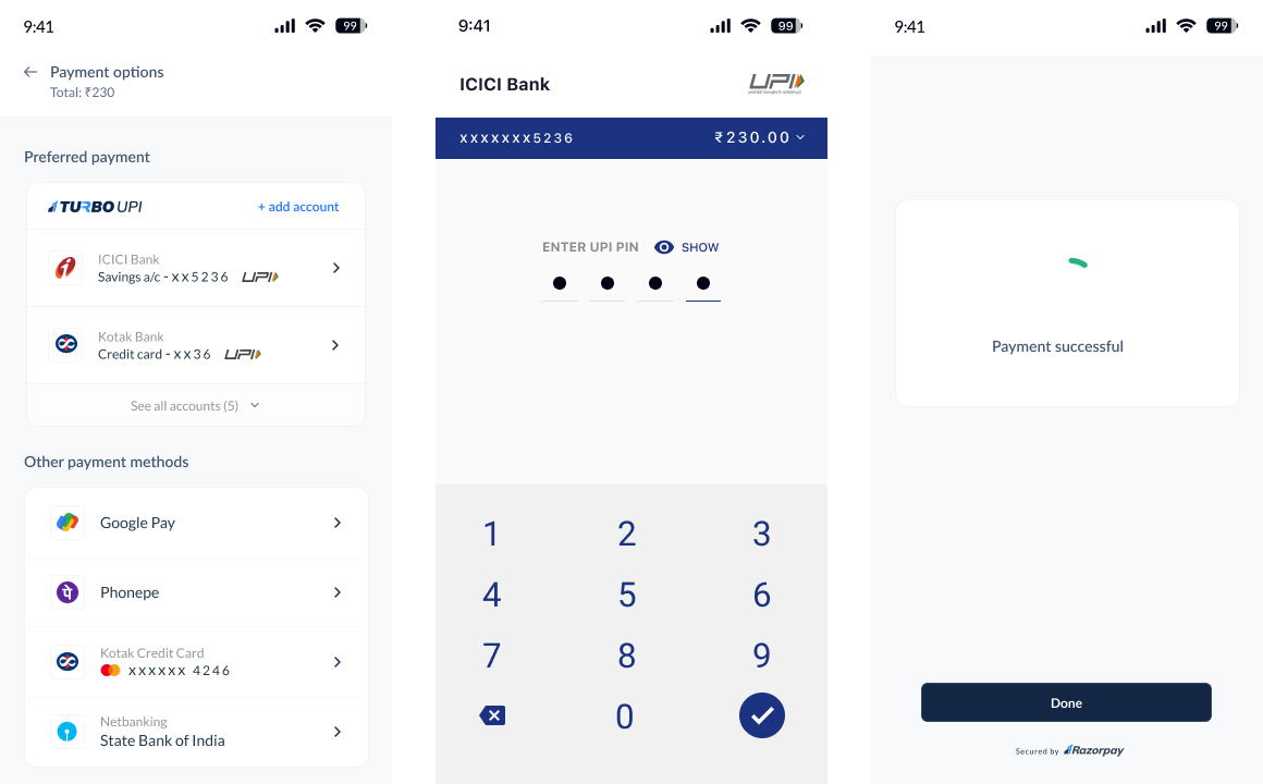 Razorpay Turbo UPI Payment Flow
