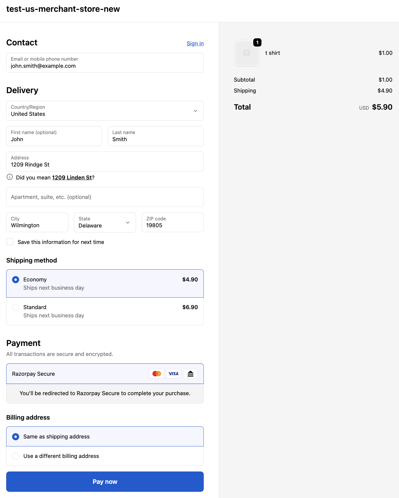 Shopify contact details