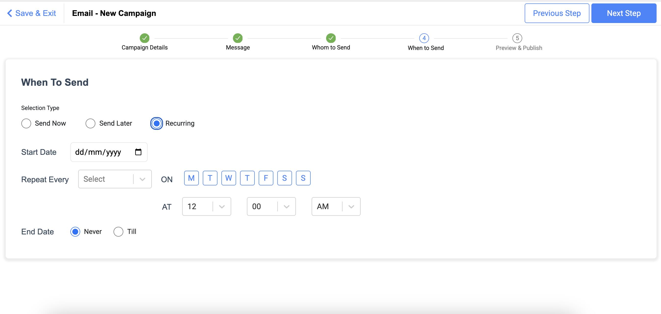Select When To Send Email Campaign