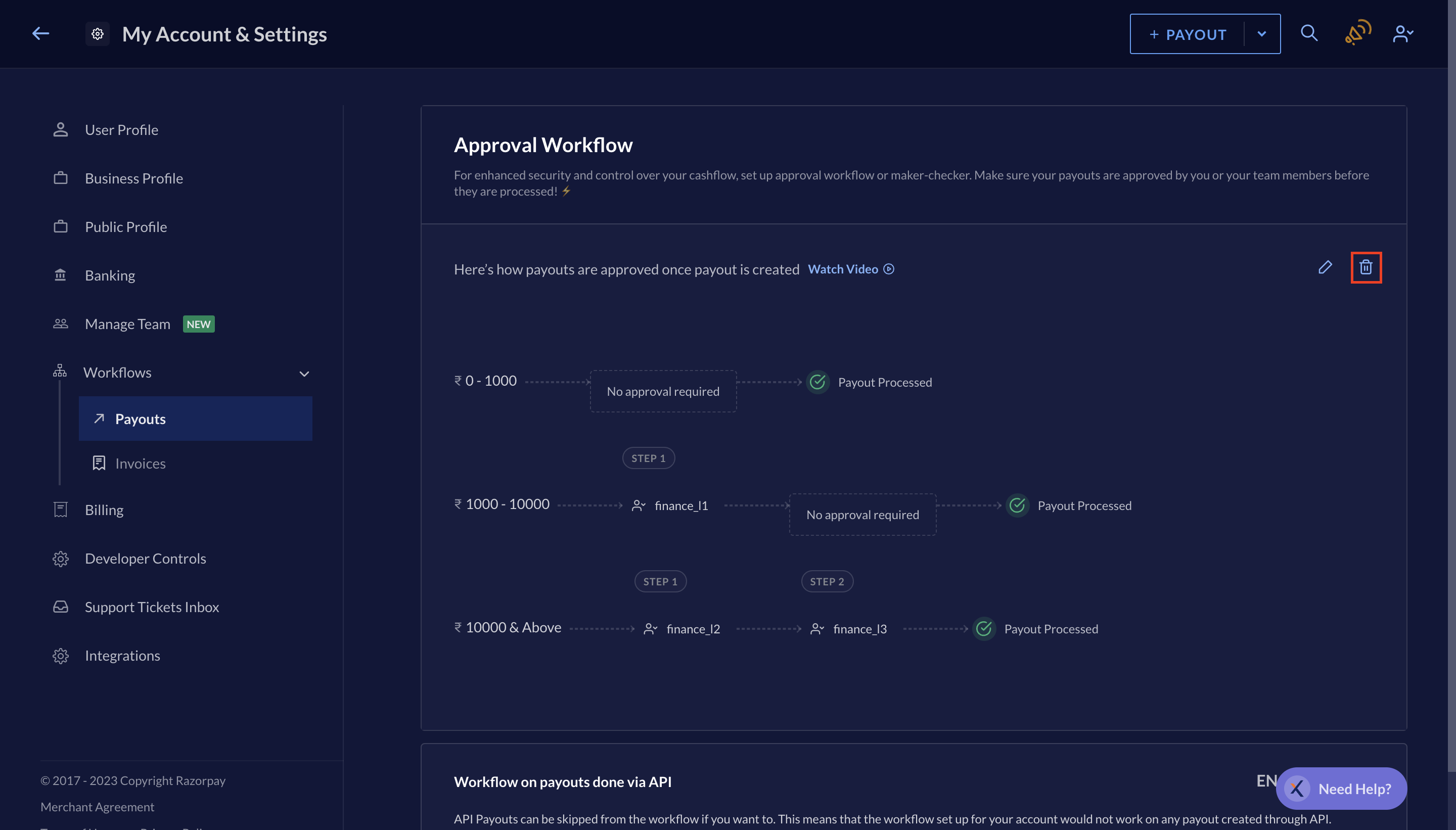 Removing Payouts Approval Workflow