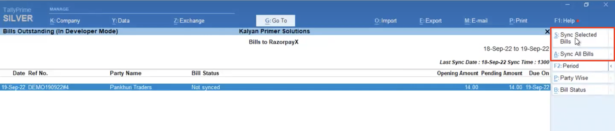 Sync a specific bill from the duration or sync all bills