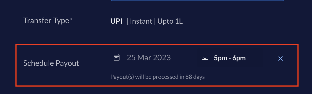 Update the calendar and the time to schedule payout