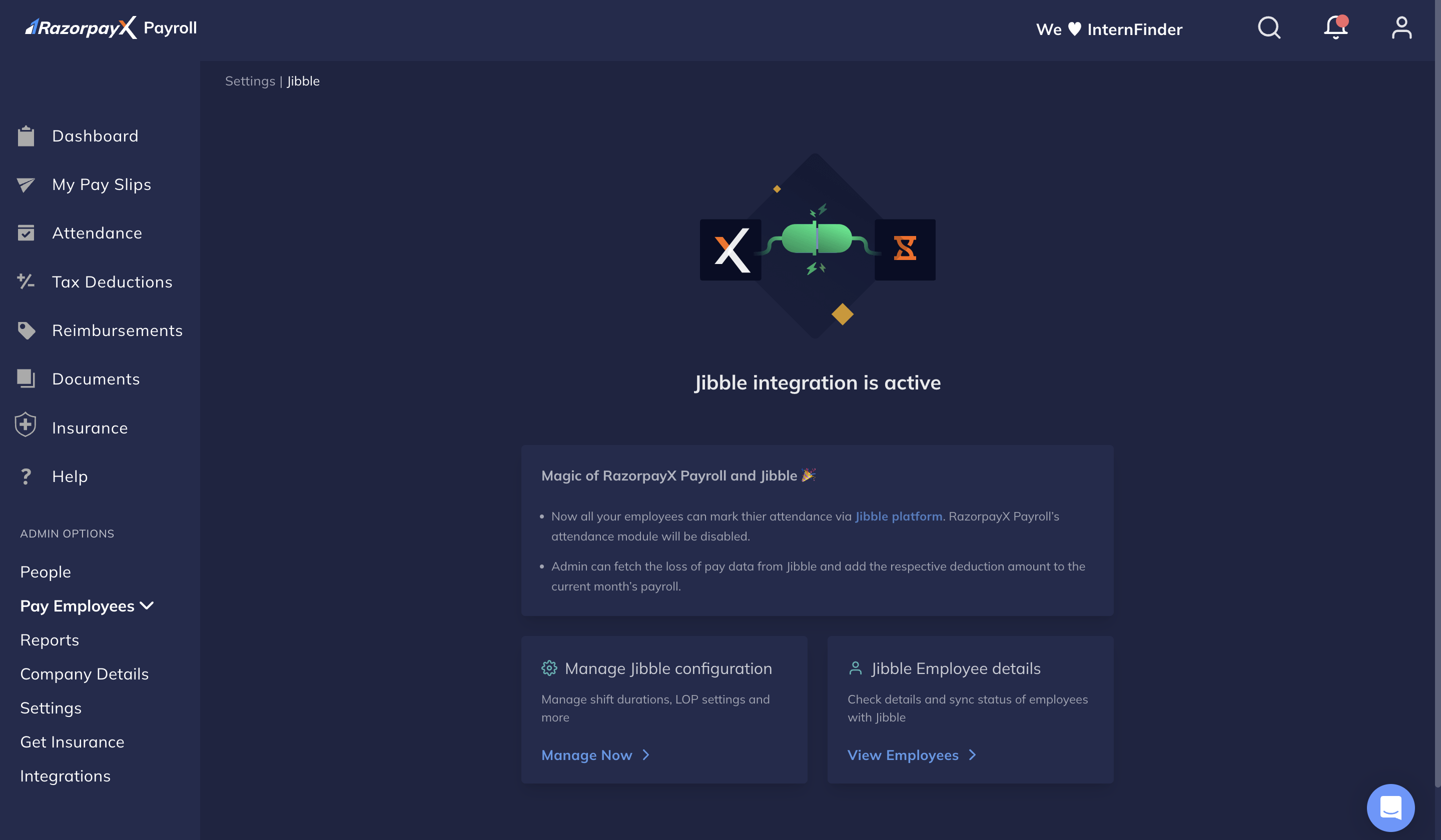 Jibble integration success page