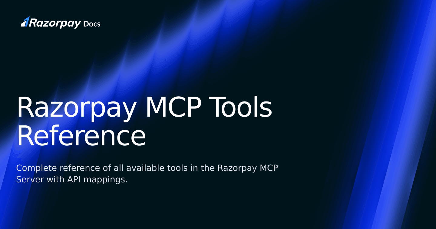 Razorpay MCP Tools Reference | Razorpay Singapore Docs