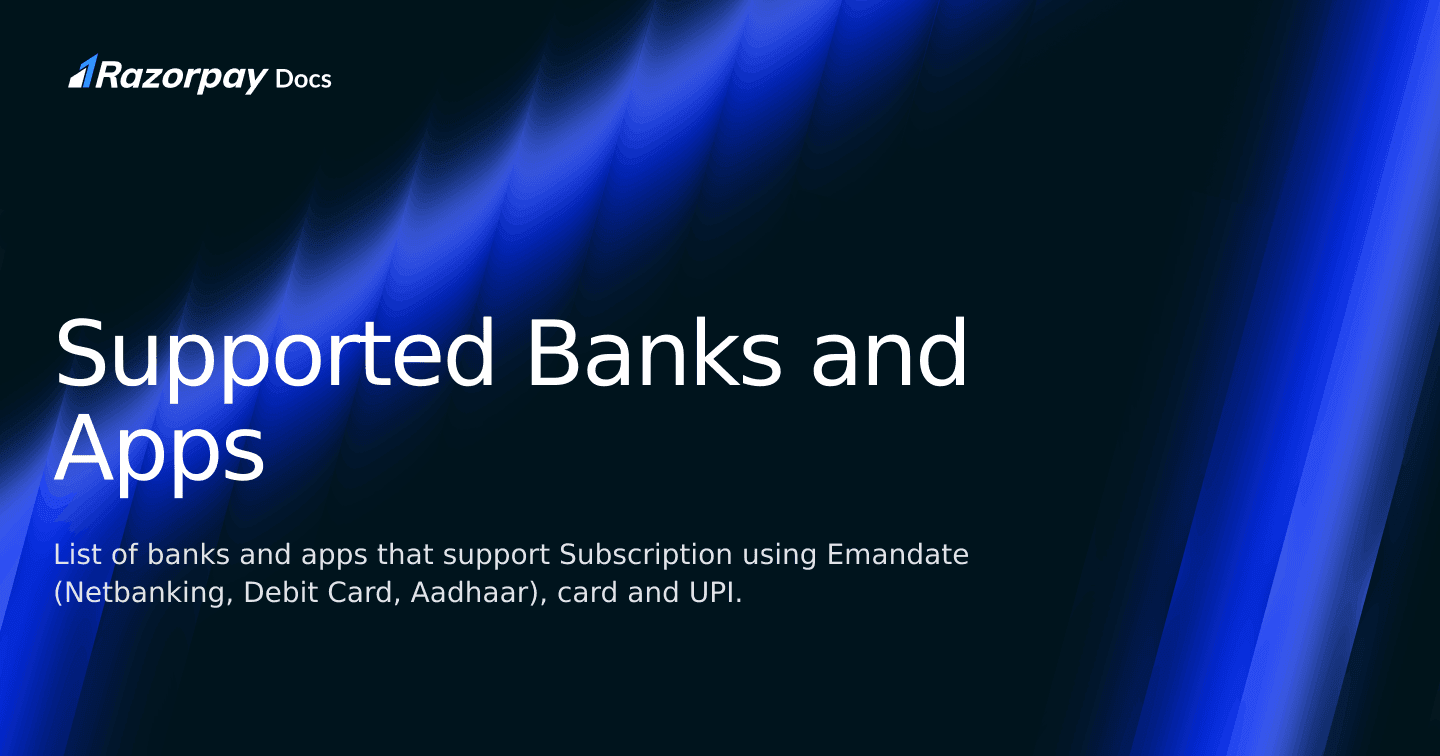 Razor Select Bank View Supported Banks and Apps | Razorpay Docs