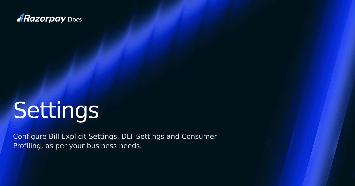 Settings | Razorpay Singapore Docs