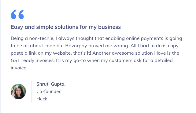 Shruti Gupta Fleck testimonial