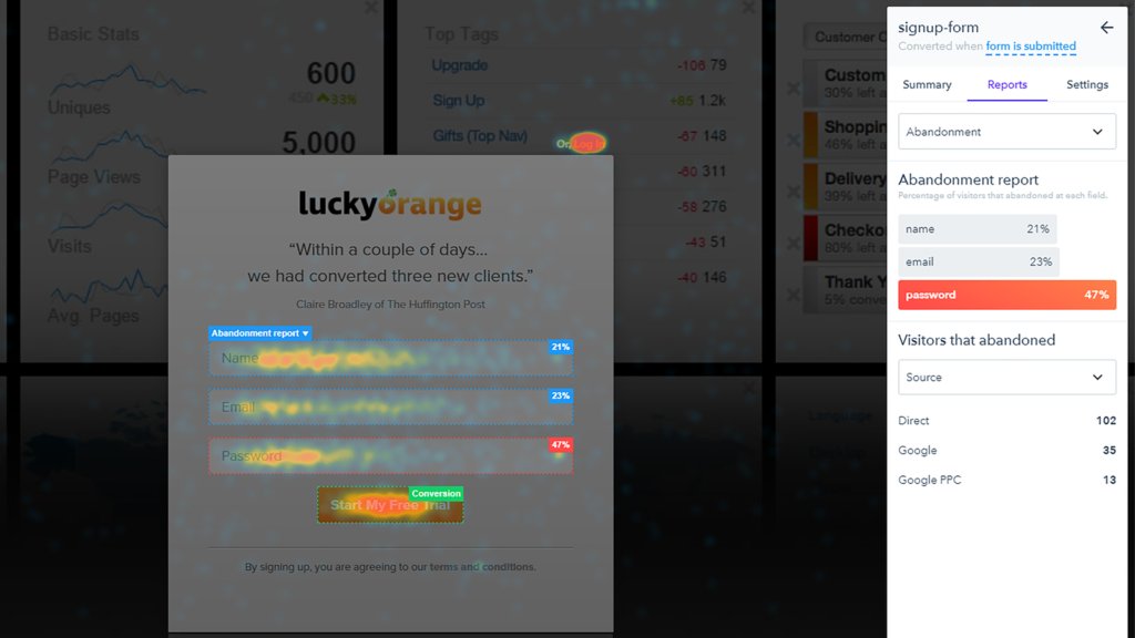 Lucky Orange lets you understand why people are abandoning their shopping carts from your website. 